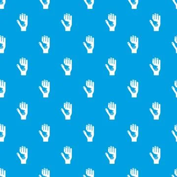 Caring hand pattern vector seamless blue Stock Illustration