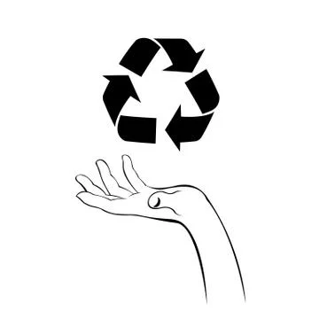 Caring hand with recycle icon Illustrazione stock