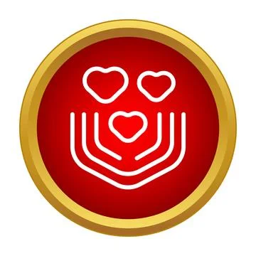 Caring hands supporting love heart button icon 스톡 일러스트