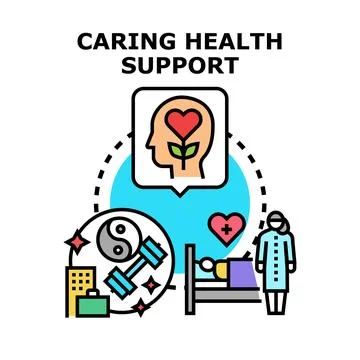 Caring health support services vector concept Ilustración de archivo