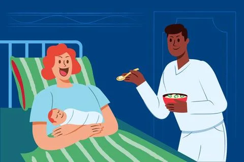 Caring For New Mom Stock Illustration