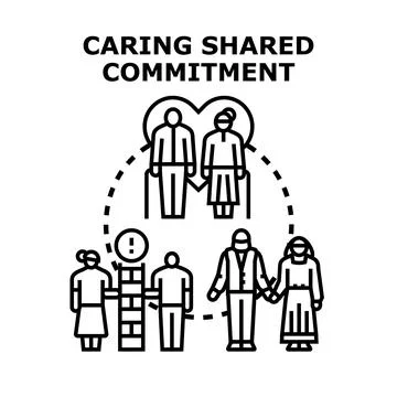 Caring shared commitment aiding family support Stock Illustration