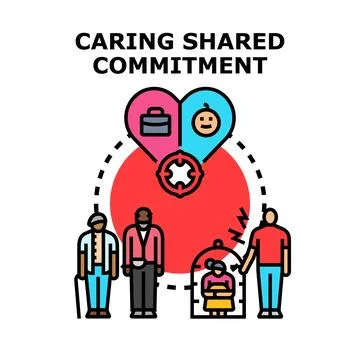 Caring shared commitment protecting diverse family generations Stock Illustration