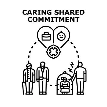 Caring shared commitment protecting diverse family generations Stock Illustration