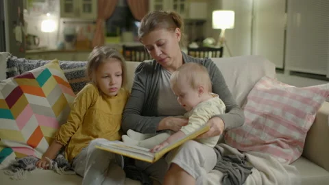 Caring Single Parent Young Mother Babysitter Hug Happy Cute Child Stock Footage 144589088