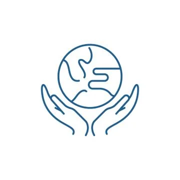 Caring for the world line icon concept. Caring for the world flat vector symbol Stock Illustration
