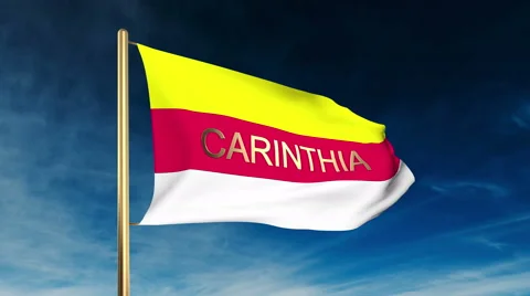 Carinthia flag slider style with title. Waving in the wind with cloud background Stock Footage 48275528