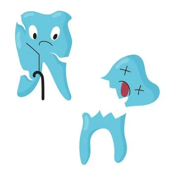 Carious teeth. Numerous sad teeth characters in flat style. Vector illustration Stock Illustration