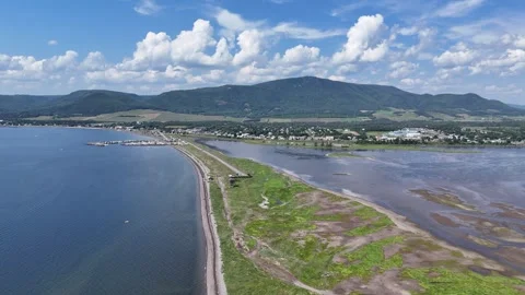 Carleton-sur-Mer and Mt. St. Joseph, Canada Stock Footage 337724944