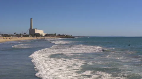Carlsbad CA, Surfers and Swimmers Editorial Stock Footage