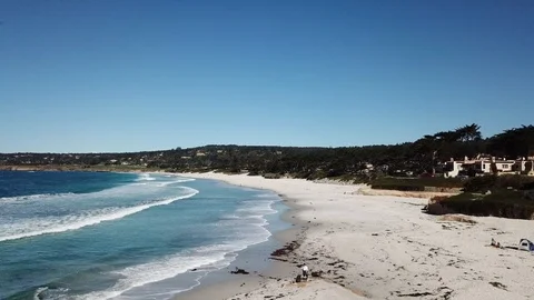 Carmel Beach aerial Stock Footage 124786228