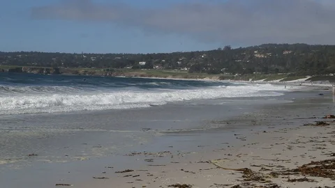 Carmel Beach Slow Motion Waves Stock Footage 97967231