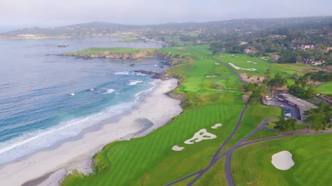 Carmel by the Sea Aerial Pullback View of Coastal Golf Course 01 Vidéo 335256437