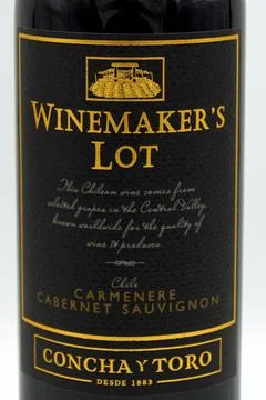 Carmenere Cabernet Sauvignon red wine label Stock Photos