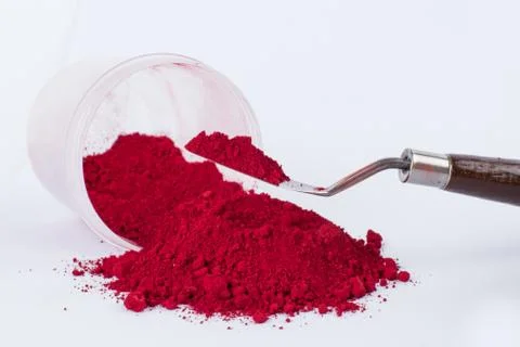 Carmine pigment on a white background Stock Photos