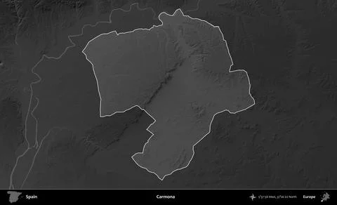 Carmona highlighted, Spain. Grayscale Stock Illustration