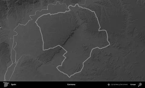 Carmona outlined, Spain. Grayscale Stock Illustration