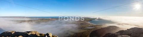 Carn Llidi looking toward Ramsey Island, Pembrokeshire, Wales, United Kingdom, Stock Photos