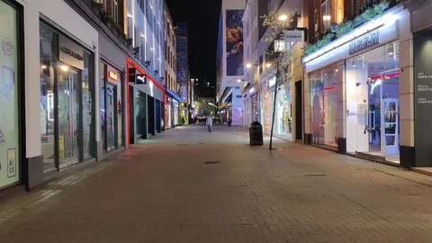 CARNABY STREET COMPLETELY EMPTY DURING CORONAVIRUS COVID-19 LOCKDOWN, LONDON, 4K Stock Footage 126433361