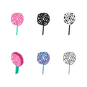 Carnation blossom spring color icon vector mix Stock Illustration