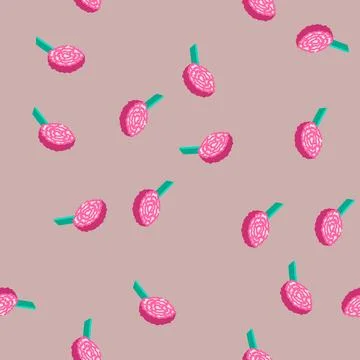 Carnation blossom spring isometric icon seamless pattern Stock Illustration