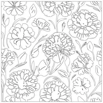 Carnation Flower illustration pattern outline sketch Stock Illustration
