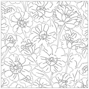 Carnation Flower illustration pattern outline sketch Stock Illustration