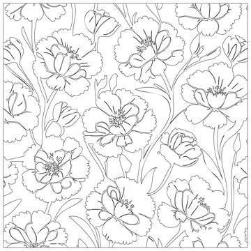 Carnation Flower illustration pattern outline sketch Illustrazione stock