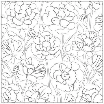 Carnation Flower illustration pattern outline sketch Illustrazione stock
