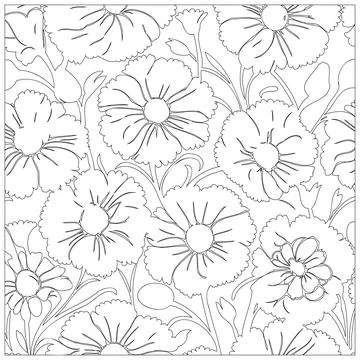 Carnation Flower illustration pattern outline sketch Stock Illustration