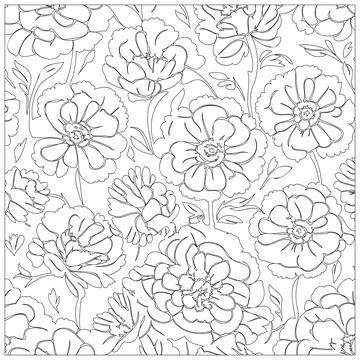 Carnation Flower illustration pattern outline sketch Illustrazione stock