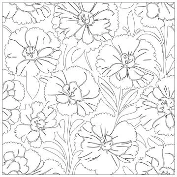 Carnation Flower illustration pattern outline sketch Illustrazione stock