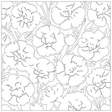 Carnation Flower illustration pattern outline sketch Illustrazione stock