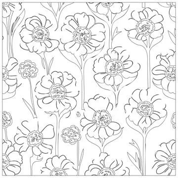 Carnation Flower illustration pattern outline sketch Stock Illustration