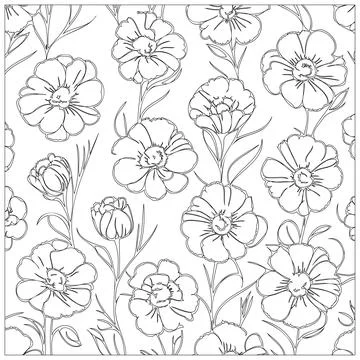 Carnation Flower illustration pattern outline sketch Stock Illustration