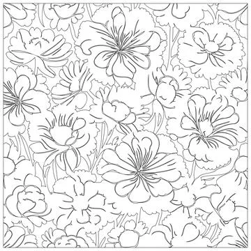 Carnation Flower illustration pattern outline sketch Stock Illustration