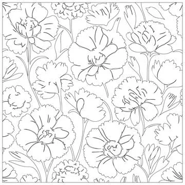 Carnation Flower illustration pattern outline sketch Stock Illustration