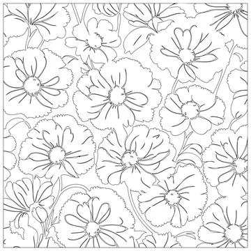 Carnation Flower illustration pattern outline sketch Stock Illustration