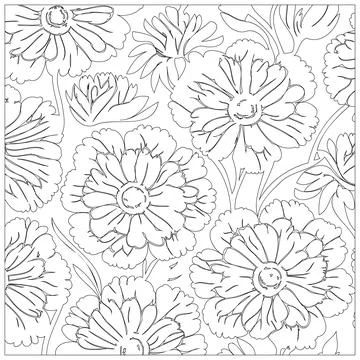 Carnation Flower illustration pattern outline sketch Stock Illustration