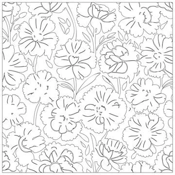 Carnation Flower illustration pattern outline sketch Stock Illustration