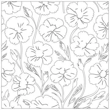 Carnation Flower illustration pattern outline sketch Stock Illustration