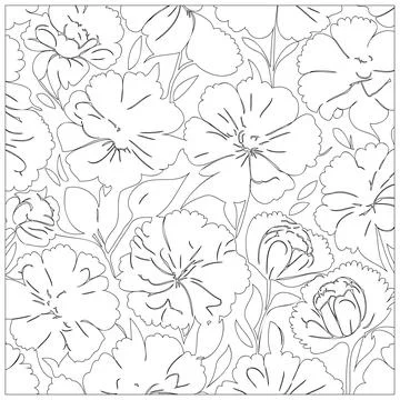 Carnation Flower illustration pattern outline sketch Stock Illustration