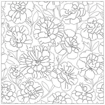 Carnation Flower illustration pattern outline sketch Stock Illustration