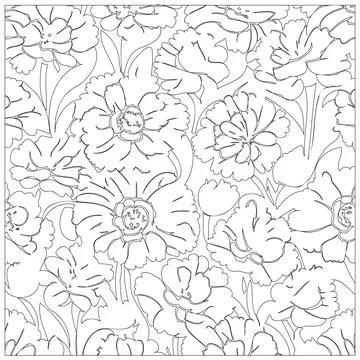 Carnation Flower illustration pattern outline sketch Stock Illustration