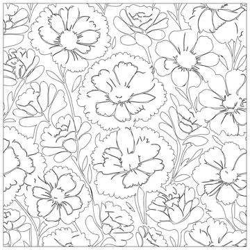 Carnation Flower illustration pattern outline sketch Illustrazione stock