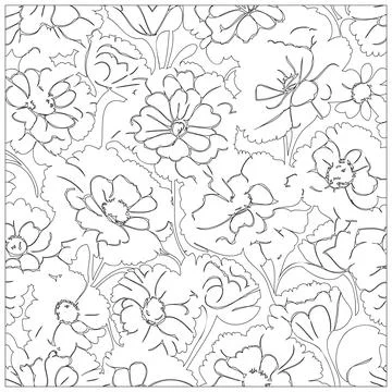 Carnation Flower illustration pattern outline sketch Stock Illustration