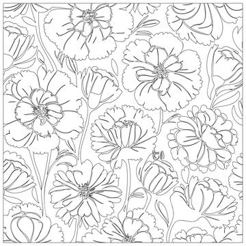Carnation Flower illustration pattern outline sketch Stock Illustration
