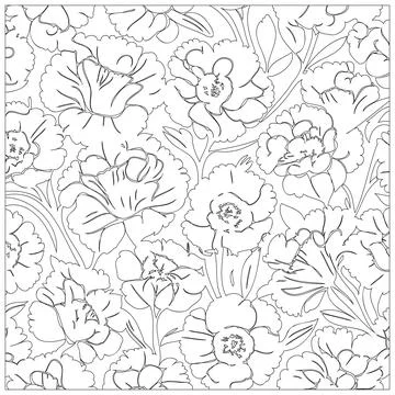 Carnation Flower illustration pattern outline sketch Stock Illustration