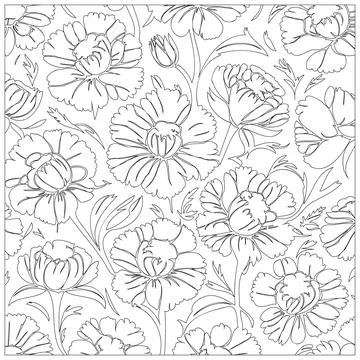 Carnation Flower illustration pattern outline sketch Stock Illustration