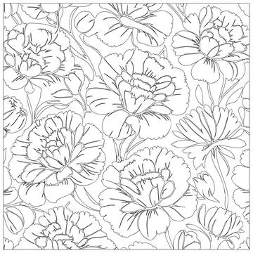 Carnation Flower illustration pattern outline sketch Stock Illustration